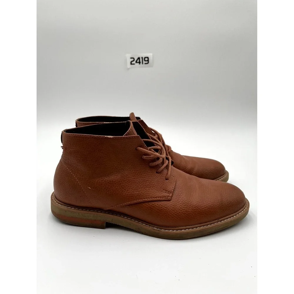 Kenneth Cole Unlisted Peyton Men's Boots 7.5‎ Brown Leather Lace Up Chukka Boots